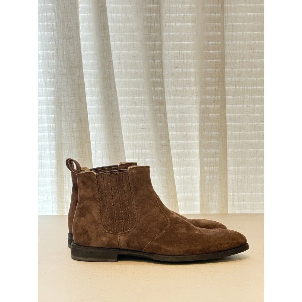 Kiton Suede Brown Chelsea Boots  - Made In Italy